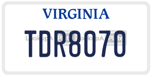 TDR8070  license plate in VA