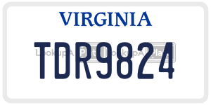 TDR9824 license plate in Virginia