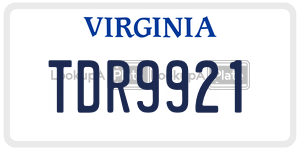 TDR9921  license plate in VA