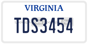 TDS3454  license plate in VA