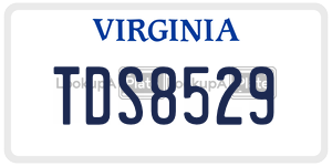 TDS8529  license plate in VA