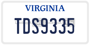 TDS9335  license plate in VA