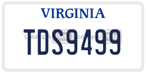 TDS9499  license plate in VA