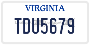 TDU5679  license plate in VA