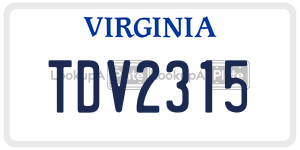 TDV2315 license plate in Virginia