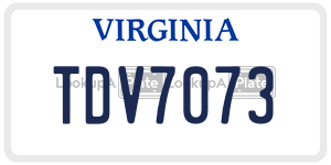 TDV7073  license plate in VA