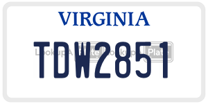 TDW2851  license plate in VA