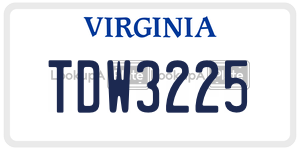 TDW3225  license plate in VA