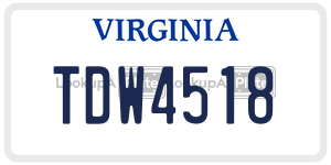TDW4518  license plate in VA