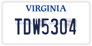 TDW5304  license plate in VA