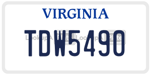 TDW5490 license plate in Virginia
