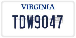 TDW9047  license plate in VA