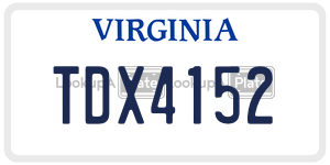 TDX4152 license plate in Virginia