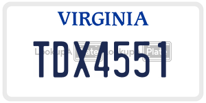 TDX4551  license plate in VA