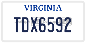 TDX6592  license plate in VA