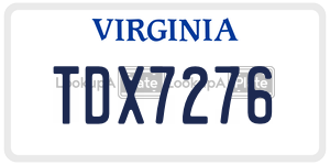 TDX7276  license plate in VA