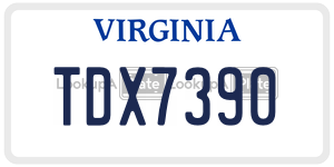 TDX7390  license plate in VA