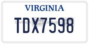 TDX7598  license plate in VA