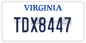 TDX8447  license plate in VA