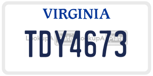 TDY4673  license plate in VA