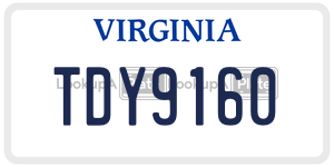TDY9160  license plate in VA
