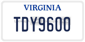 TDY9600  license plate in VA