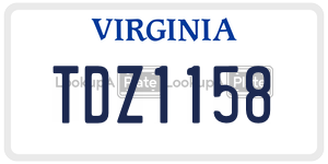 TDZ1158  license plate in VA