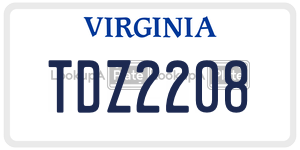 TDZ2208  license plate in VA