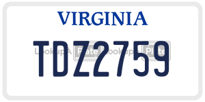 TDZ2759 license plate in Virginia