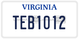 TEB1012  license plate in VA