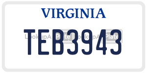 TEB3943  license plate in VA