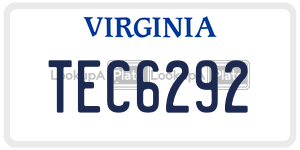 TEC6292  license plate in VA