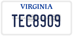 TEC8909  license plate in VA