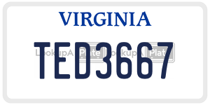 TED3667  license plate in VA