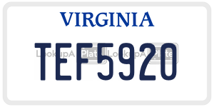 TEF5920 license plate in Virginia