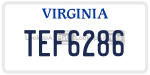 TEF6286  license plate in VA