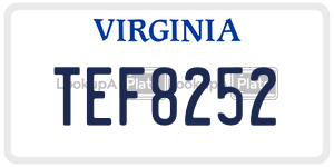 TEF8252 license plate in Virginia