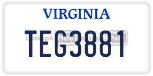 TEG3881  license plate in VA