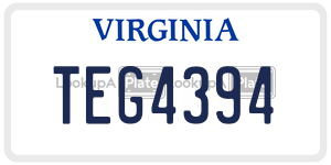 TEG4394  license plate in VA