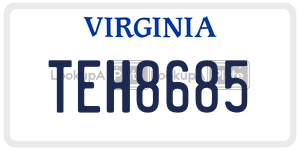 TEH8685  license plate in VA