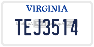 TEJ3514  license plate in VA