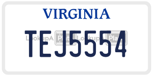 TEJ5554  license plate in VA