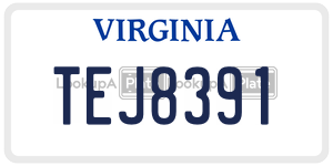 TEJ8391 license plate in Virginia