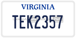 TEK2357  license plate in VA