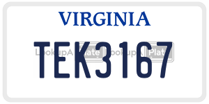 TEK3167 license plate in Virginia