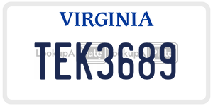 TEK3689  license plate in VA