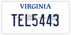 TEL5443  license plate in VA