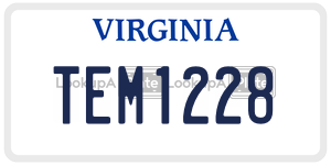TEM1228  license plate in VA