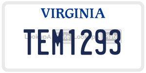 TEM1293  license plate in VA