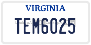 TEM6025  license plate in VA